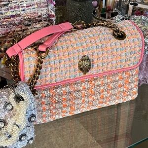 Kurt Geiger London Large Orange Tweed Kensington Shoulder Bag